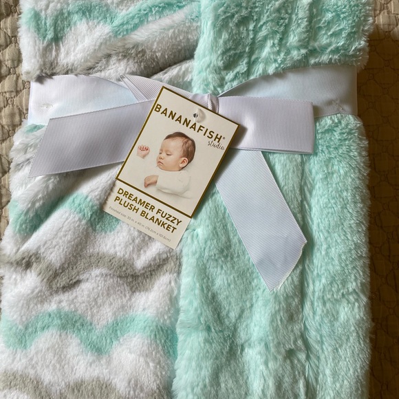 bananafish Other - Bananafish Mint and White Plush Blanket